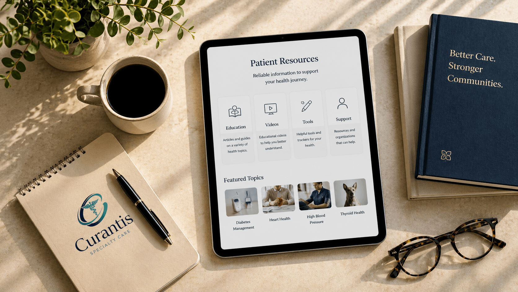 Patient resources portal on a tablet